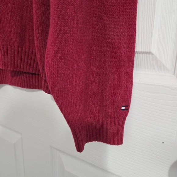 Tommy Hilfiger Vintage Knitted Sweater Unisex XL Retro 90s Y2K Dark Pink Cotton - Picture 5 of 12